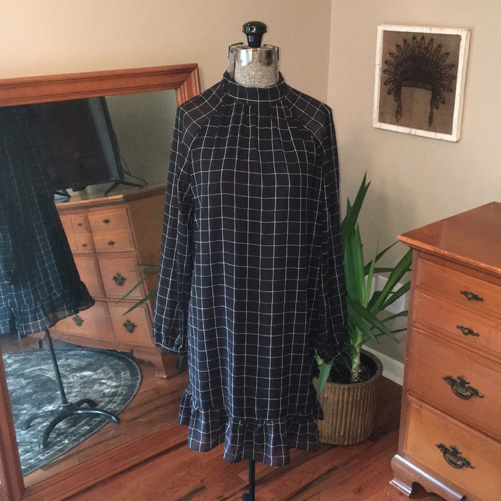 Sheer Sleeve, Long Sleeved and High Neck Dress